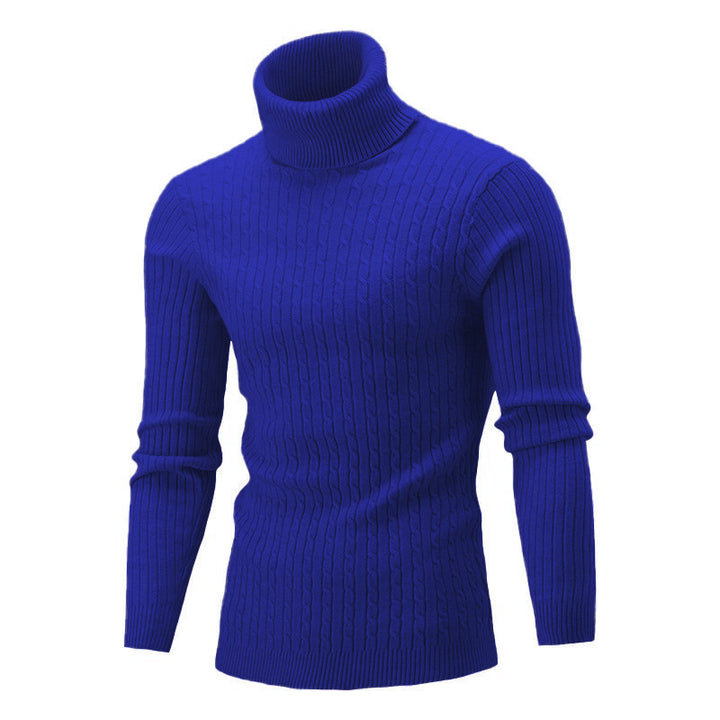 Herren Eleganter Strickpullover mit Stehkragen und feinem Zopfmuster Echoarchiv