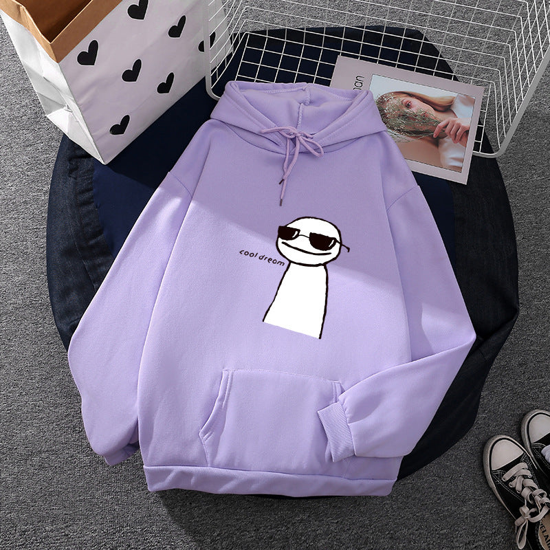 Damen Kapuzenpullover mit minimalistischer Grafik, lockerer Oversize-Passform und Kängurutasche – Auréline