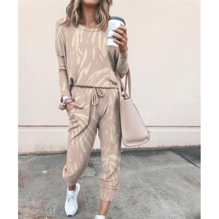 Damen Lässiger Tie-Dye Lounge-Jumpsuit mit Kordelzug und Eingrifftaschen – Solévia