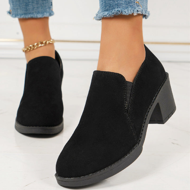 Damen Slip-On Halbschuh mit mittelhohem Blockabsatz und Veloursoberfläche Echo Archiv