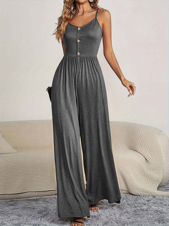 Damen Jumpsuit mit knöpfbarem Oberteil und weitem Bein Echo Archiv