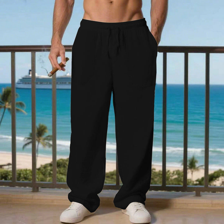 Herren entspannte Leinenhose mit seitlichen Eingrifftaschen Echoarchiv