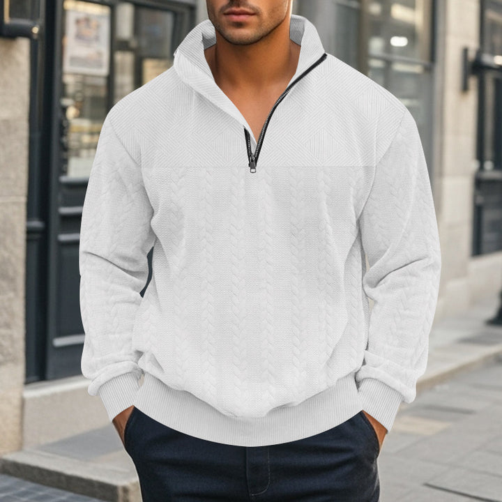 Herren Fleece-Pullover mit hochabschließendem Kragen und strukturiertem Design Echoarchiv