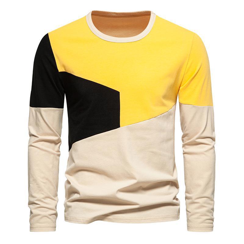 Herren Langarm T-Shirt mit modernem Farbblockdesign Echoarchiv