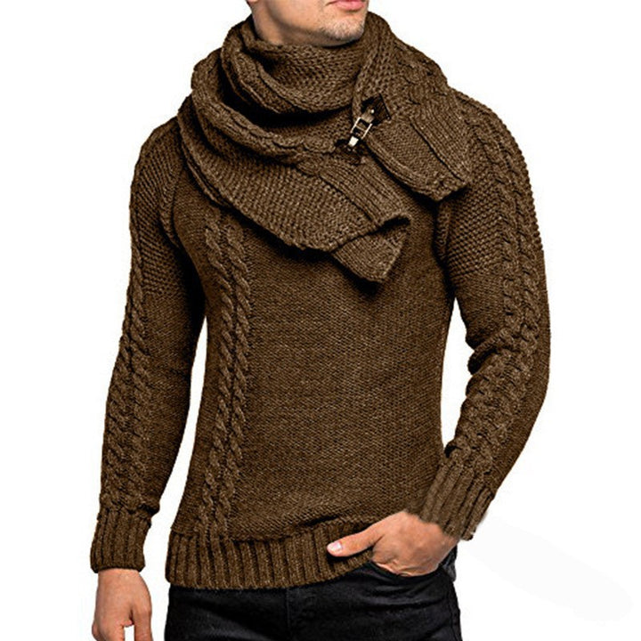 Herren nan Strickpullover mit überlappendem Schalkragen und Schnallenverschluss Echo Archiv