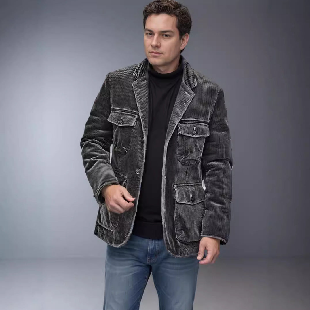 Herren leichte Cordjacke mit praktischen Taschen und modernem Design Echoarchiv