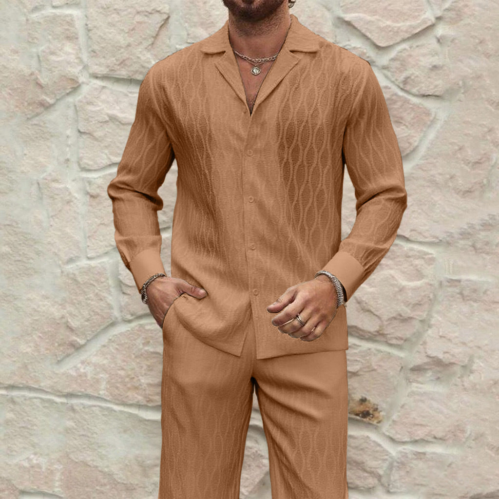Herren eleganter Set mit feinem Strukturmuster und komfortablem Schnitt Echoarchiv