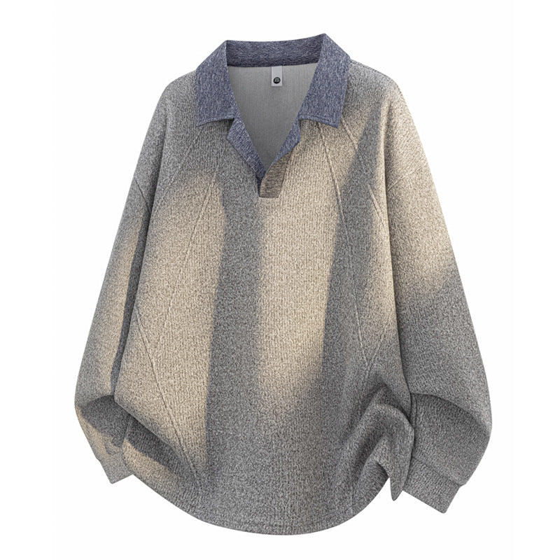 Unisex Oversize-Strickpullover mit kontrastierendem Polokragen und Halbsteg-Knopfleiste Echoarchiv