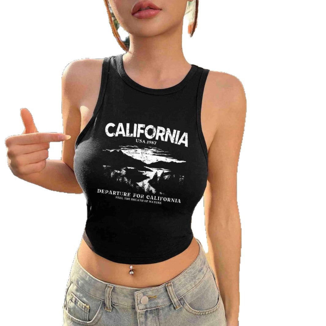 Damen Crop-Top mit kreativem California-Design Echo Archiv
