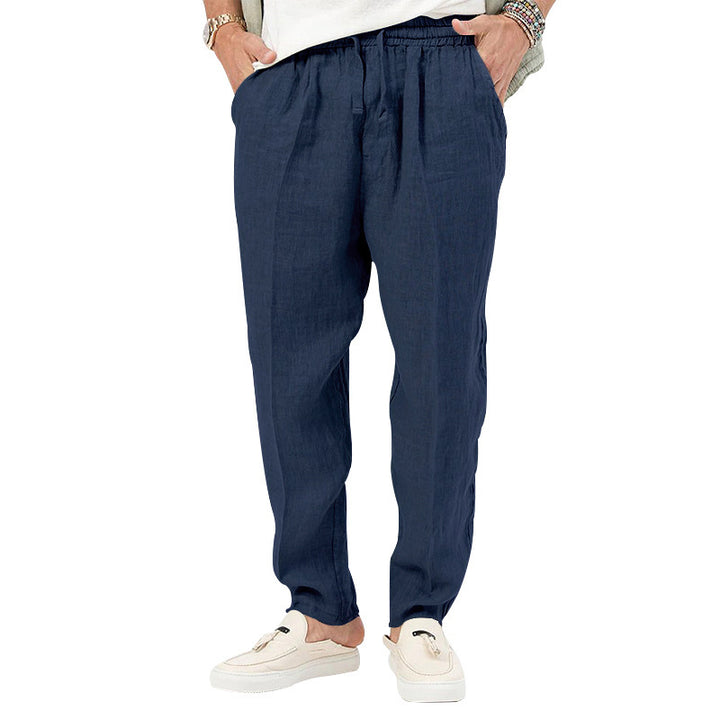 Herren Leichte Leinenhose mit elastischem Bund und praktischen Eingrifftaschen Echoarchiv