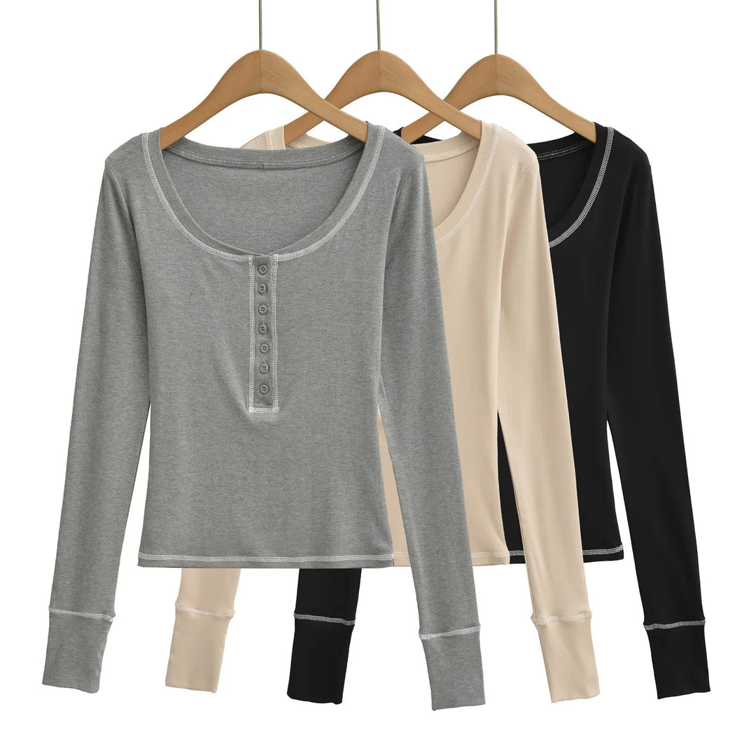 Langarmshirt für Damen mit Zierknöpfen Echo Archive
