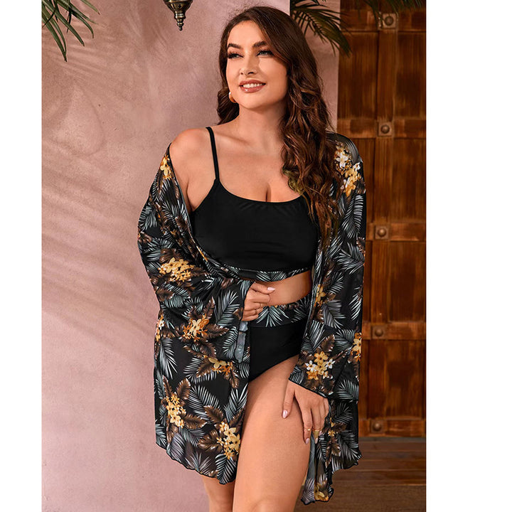 Damen Bikini-Set mit floralem Kimono und funktionalem Oberteil Echo Archiv