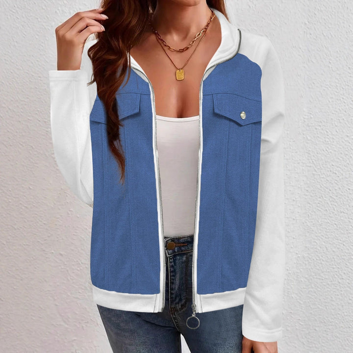Damen Denim-Mix Blousonjacke mit Reißverschluss und Brusttaschen Echoarchiv