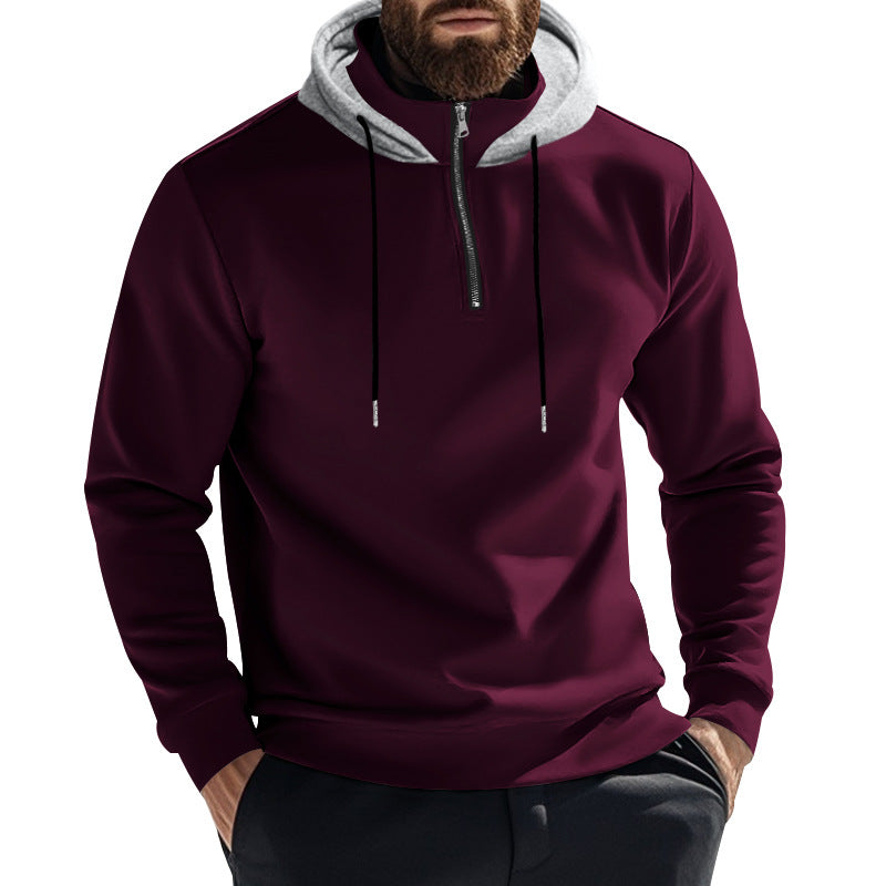 Herren Pullover mit halb zip und dekorativem Kapuze Echoarchiv