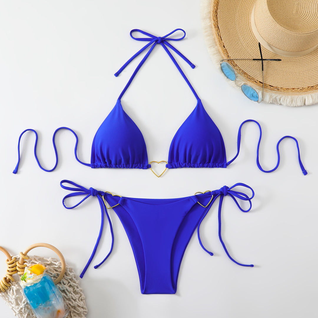 Damen Triangel-Bikini-Set mit Herz-Detail und verstellbaren Bindebändern Echo Archiv