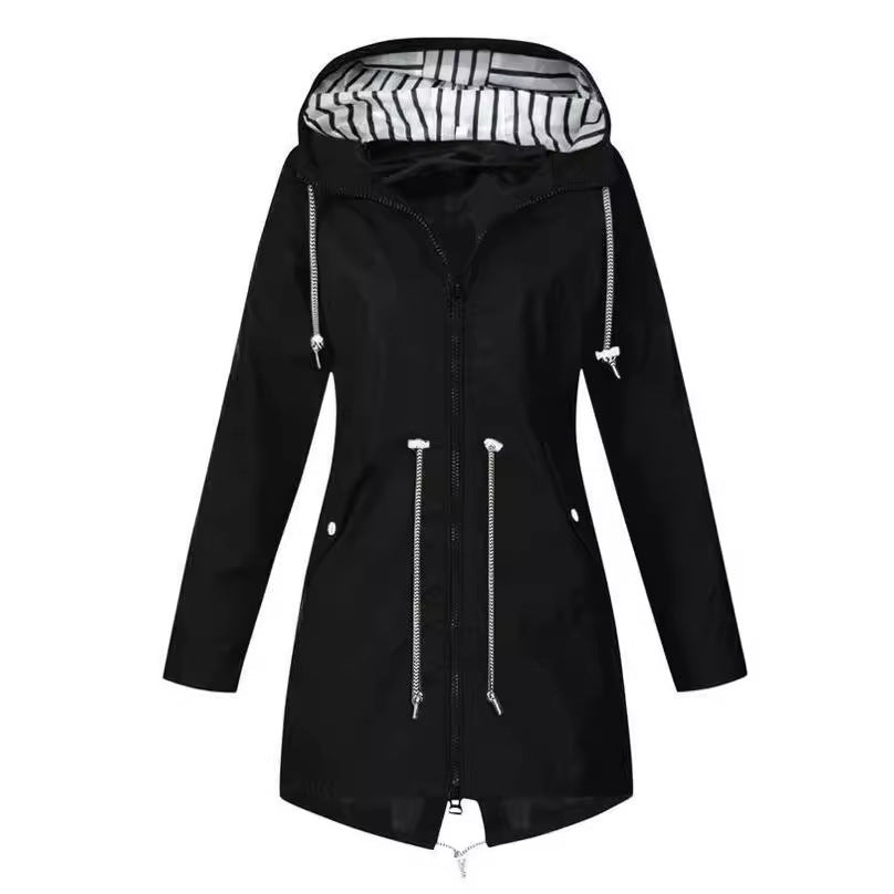 Damen nan taillierte Parka-Jacke mit Kapuze, Kordelzugbund und verdecktem Reißverschluss Echo Archiv
