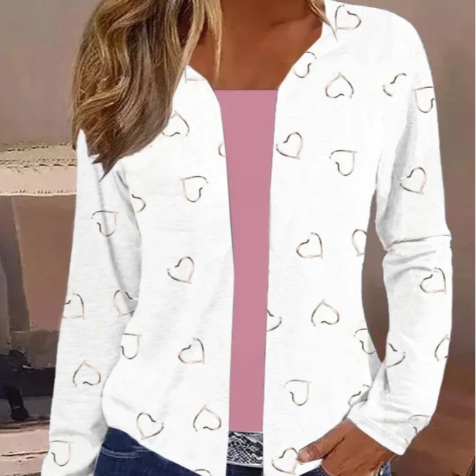 Damen Leichter Offener Strickcardigan mit floralem Aquarellprint und lässigem Fall – Veloura