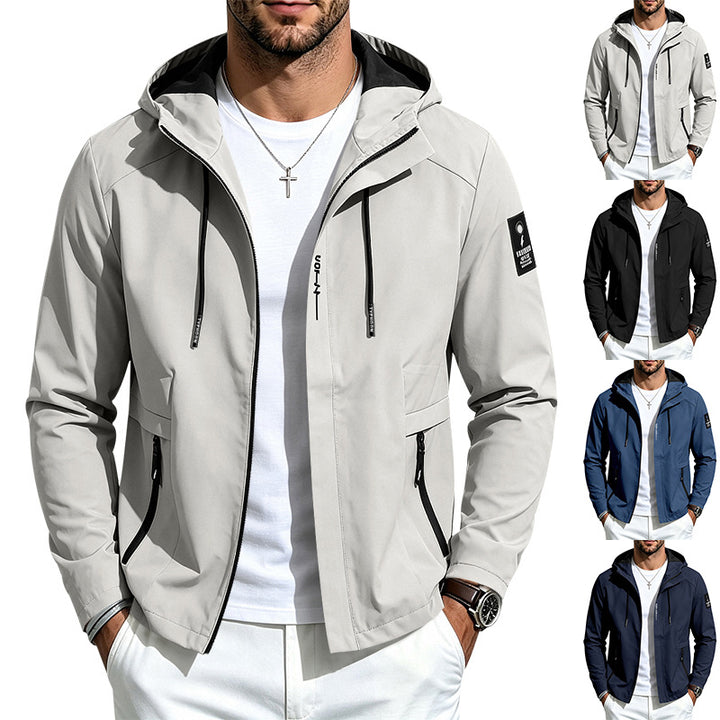 Herren Leichte Softshelljacke mit Kapuze wind- und wasserabweisend Reißverschlusstaschen Echoarchiv