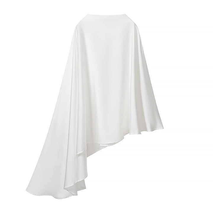 Damen Zweiteiliges Ensemble aus fließendem Cape mit asymmetrischem Saum und hochtaillierter Weitbein‑Hose Echoarchiv
