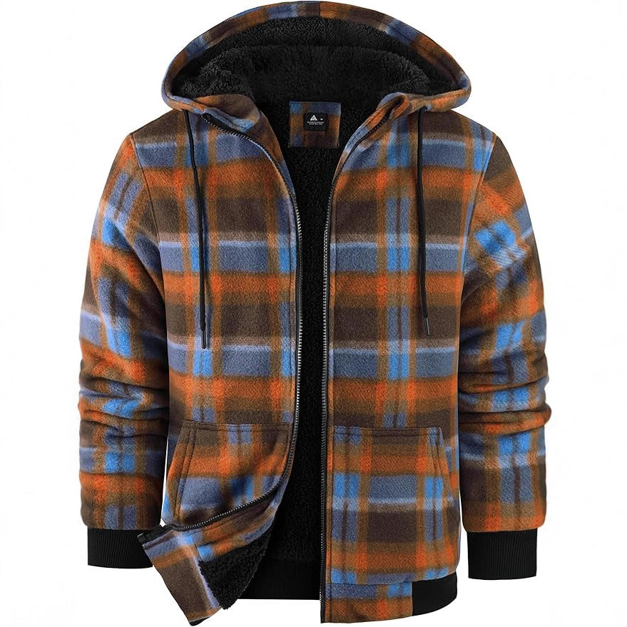Herren Fleecejacke mit modernem Karomuster und kuscheligem Innenfutter Echoarchiv