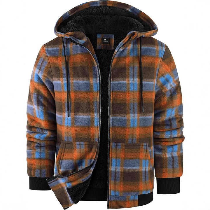 Herren Fleecejacke mit modernem Karomuster und kuscheligem Innenfutter Echoarchiv