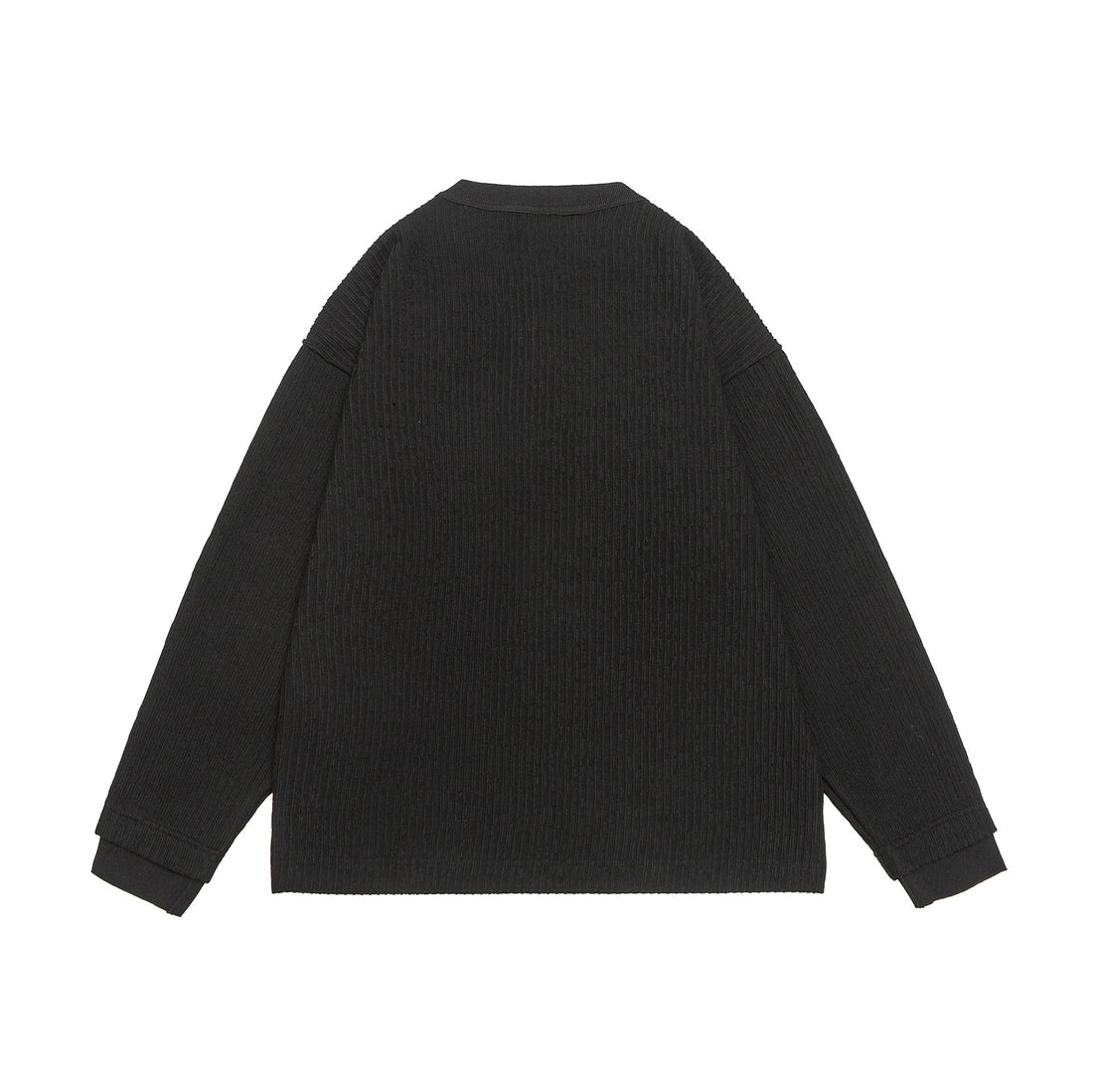 Unisex Gerippter Henley-Pullover mit Knopfleiste Oversize-Schnitt Echoarchiv