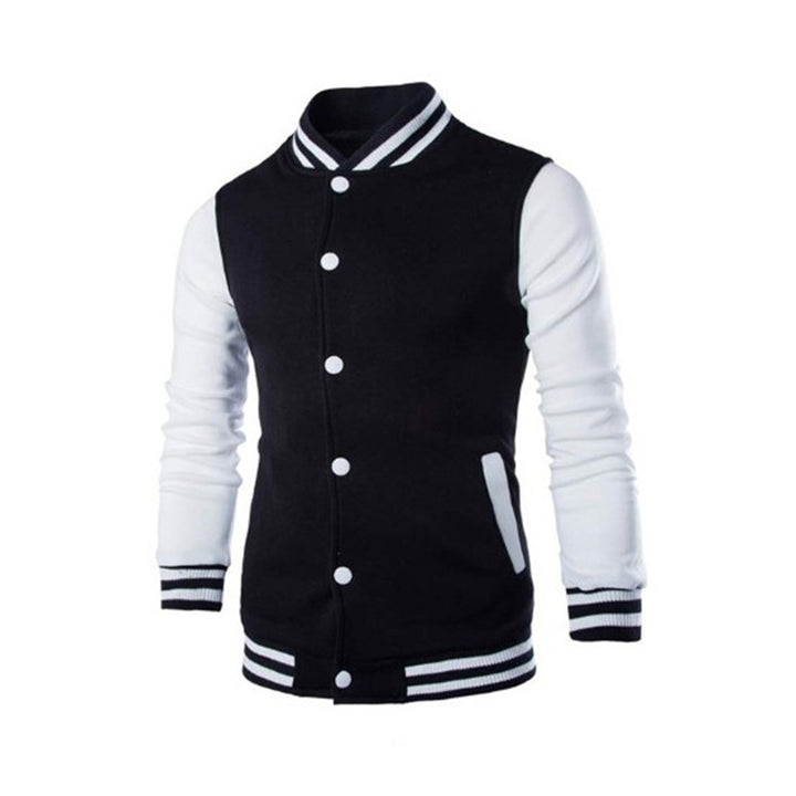 Herren Sportliche Collegejacke mit kontrastierenden Ärmeln und Druckknöpfen Echoarchiv