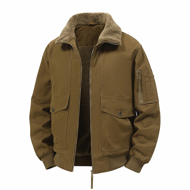 Herren Wattierte Bomberjacke mit Teddyfutter, Utility-Ärmeltasche & Pattentaschen Echoarchiv