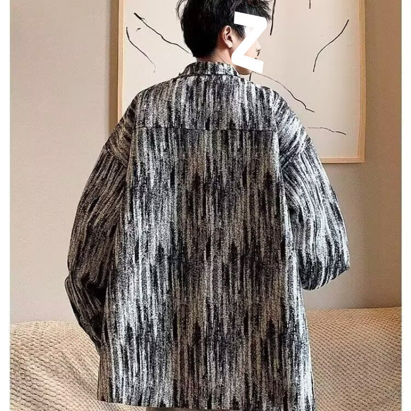 Herren modische Hemdjacke mit strukturiertem Muster Echoarchiv