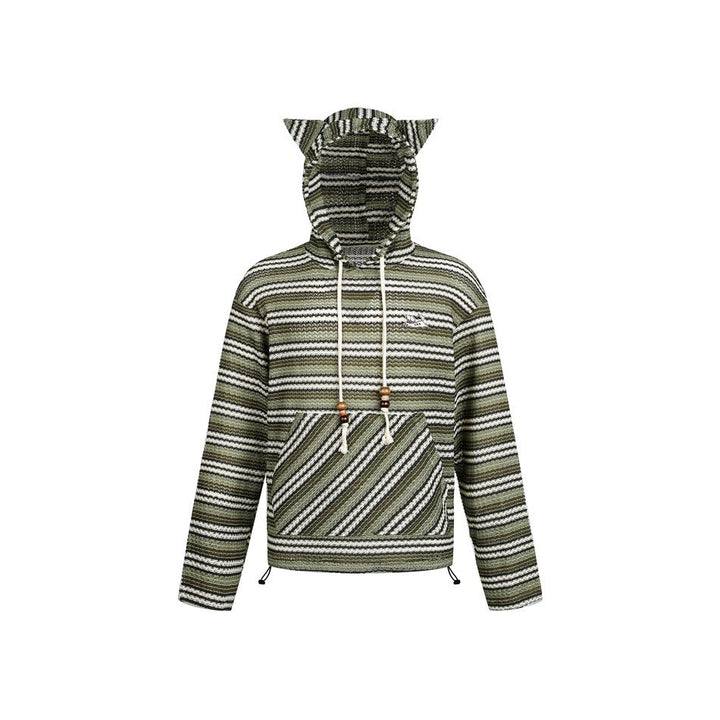 Damen Strick‑Kapuzenpullover mit Katzenohren und Kängurutasche Echoarchiv
