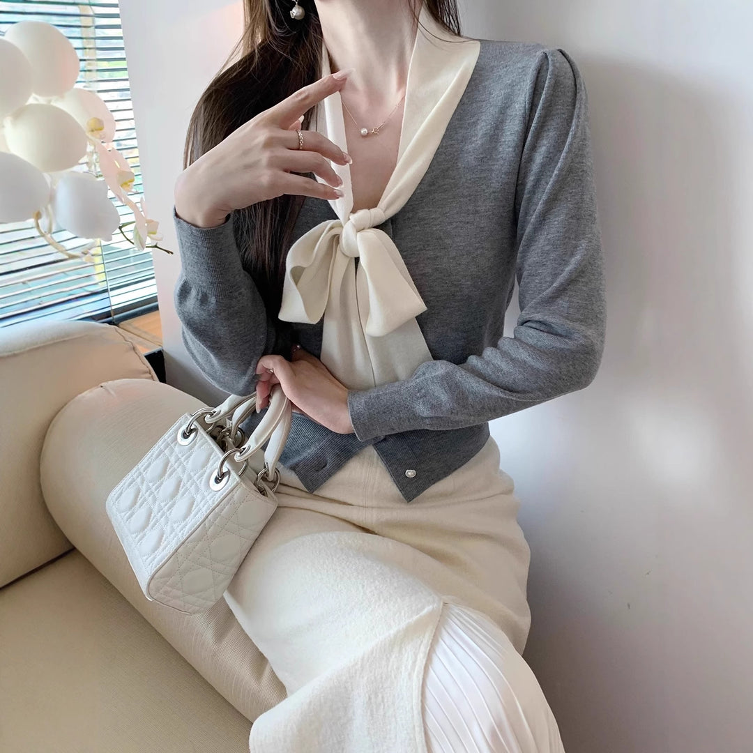 Damen Elegante und stilvolle Bluse mit Schleifendetail Echoarchiv