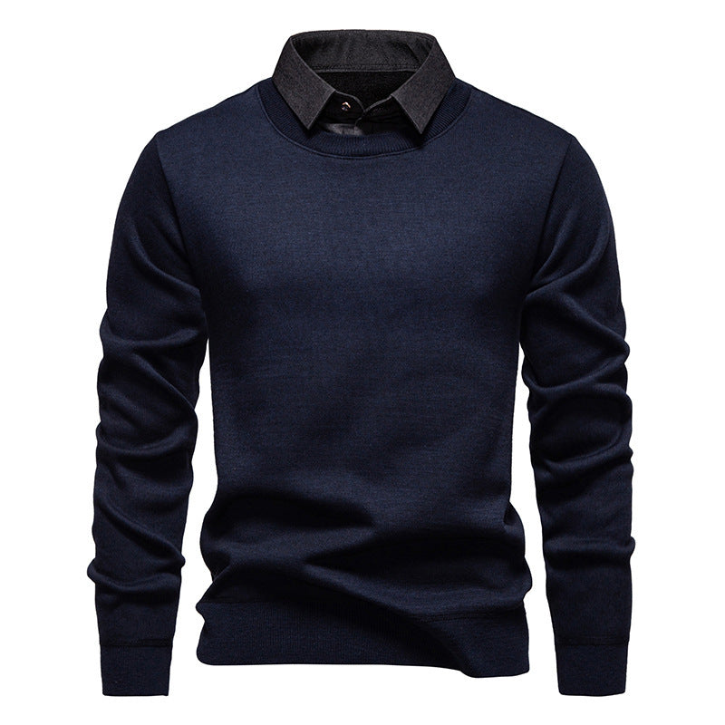 Herren nan Feinstrickpullover mit integriertem Hemdkragen und schmaler Silhouette Echo Archiv