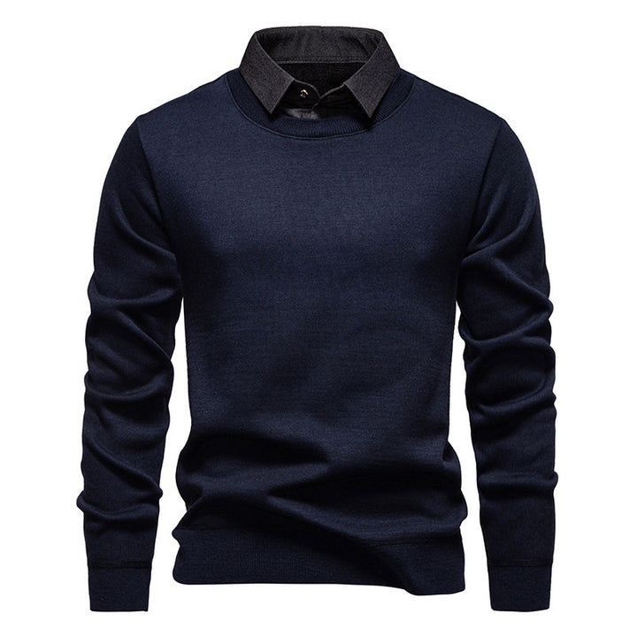 Herren nan Feinstrickpullover mit integriertem Hemdkragen und schmaler Silhouette Echo Archiv