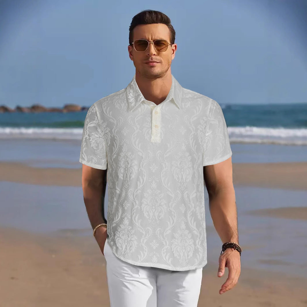 Herren Polohemd mit elegantem Damastmuster Echoarchiv
