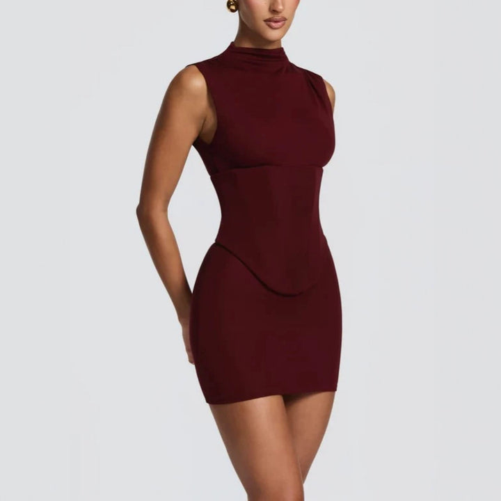 Damen Enganliegendes Stretch-Minikleid mit hohem Kragen Echo Archiv