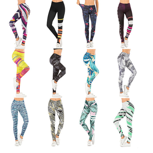 Damen Leggings mit abstraktem Streifenmuster, hoher Taille und atmungsaktivem Stretch-Funktionsstoff – Avélisse