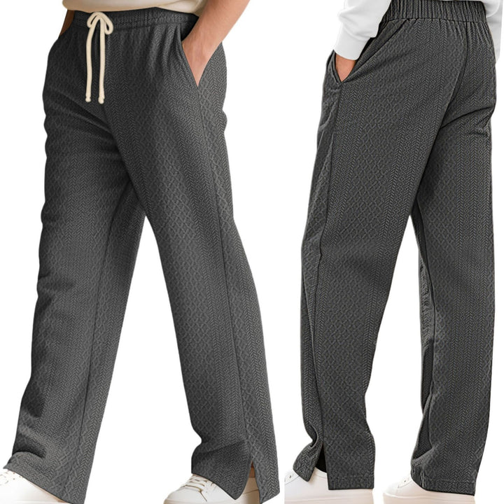 Damen nan komfortable strukturierte Loungehose mit elastischem Kordelbund und geradem Bein Echo Archiv