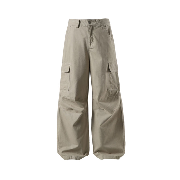 Damen Weite Cargo-Culotte mit hoher Taille, tiefem Schritt und funktionalen Pattentaschen Echoarchiv