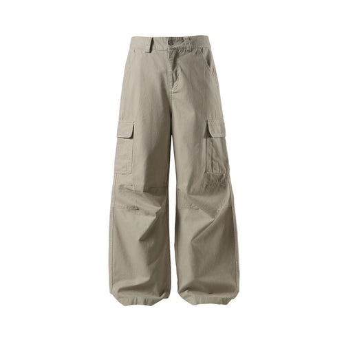 Damen Weite Cargo-Culotte mit hoher Taille, tiefem Schritt und funktionalen Pattentaschen Echoarchiv