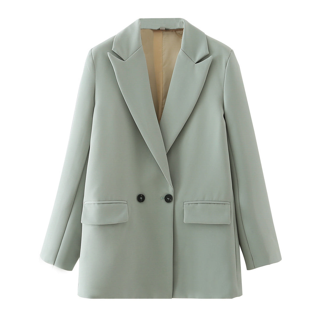 Damen Oversize Doppelreihiger Blazer mit fallendem Revers und weicher Innenfütterung – Valéne