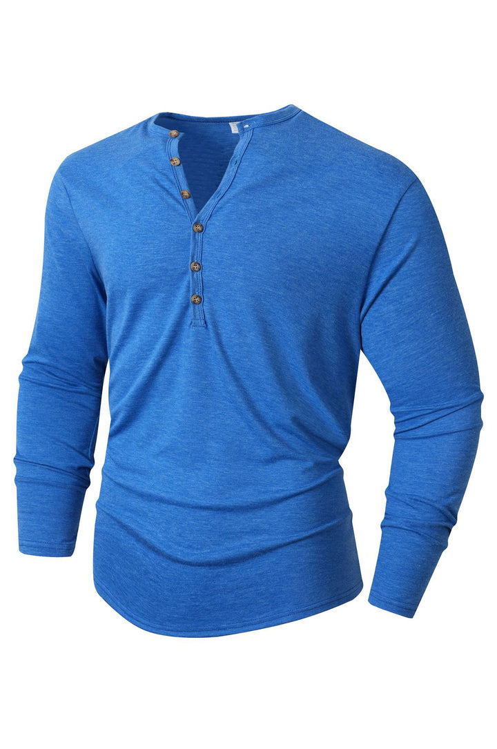 Herren Langarm Henley-Shirt mit Knopfleiste und weichem Baumwollmix Echoarchiv