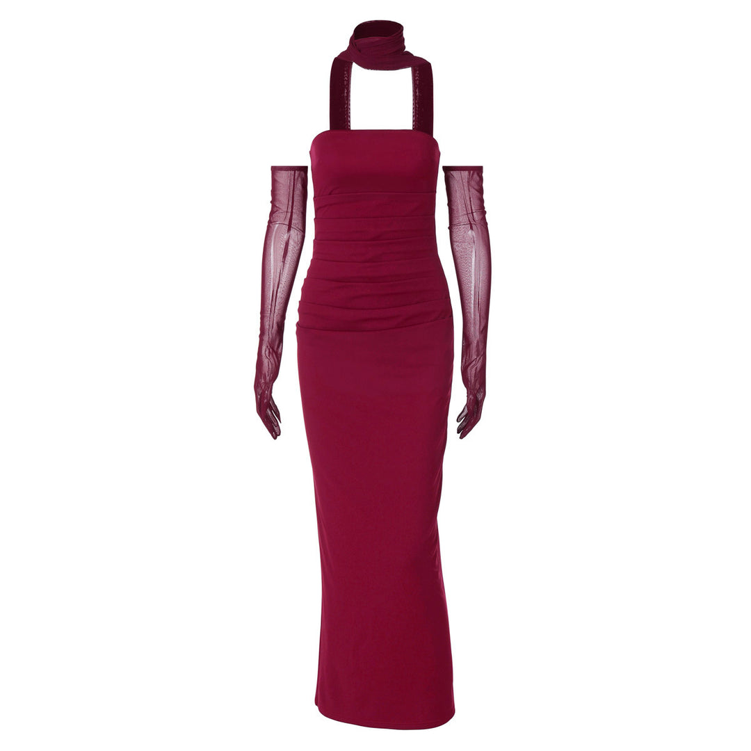 Damen Elegantes schulterfreies Abendkleid mit Flügelärmeln Echo Archiv