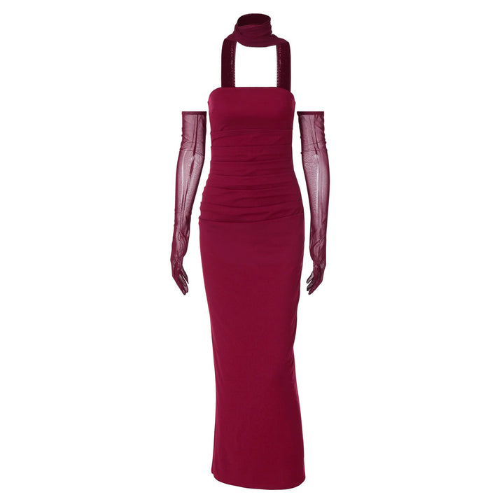 Damen Elegantes schulterfreies Abendkleid mit Flügelärmeln Echo Archiv
