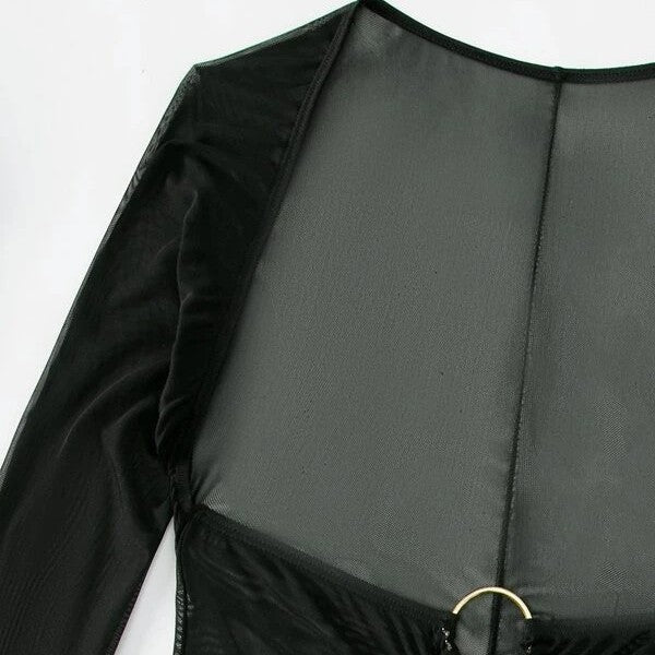 Damen Strandkleid mit transparentem Wickeldetail und modischen Ring-Elementen Echo Archiv