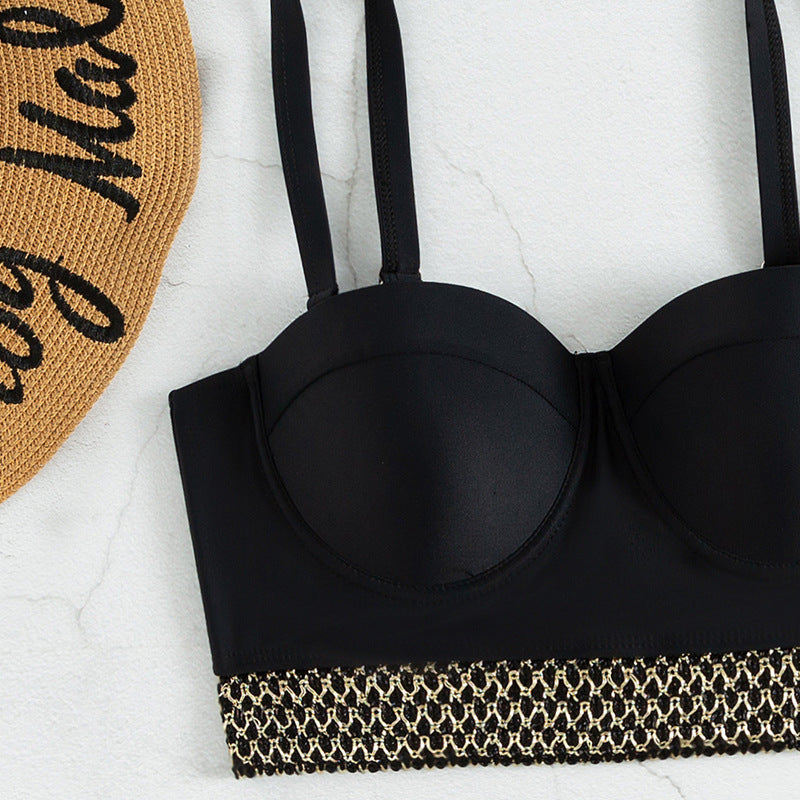 Damen Hochtaillierter Bikini mit elegantem Bustier und stylishen Akzenten Echo Archiv