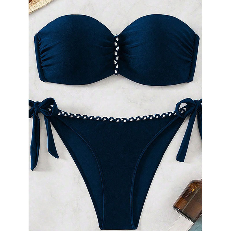 Damen Bandeau-Bikini mit elastischen Rüschendetails und verspieltem Bindeband Echo Archiv