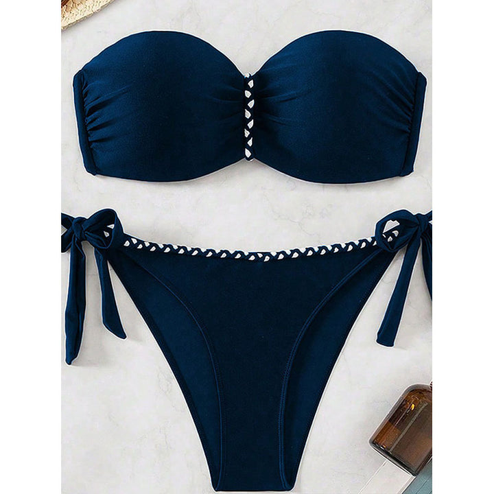 Damen Bandeau-Bikini mit elastischen Rüschendetails und verspieltem Bindeband Echo Archiv