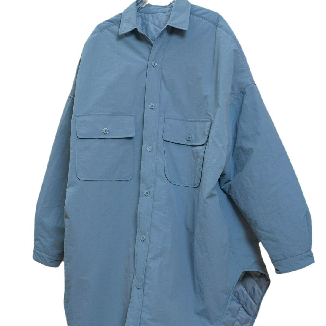 Damen Oversize Hemdblusen‑Mantel mit Steppfutter und aufgesetzten Taschen Echoarchiv