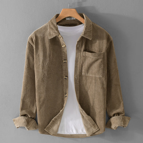 Herren Cord-Overshirt mit breiter Rippenstruktur, Brusttasche und Relaxed-Fit Echoarchiv
