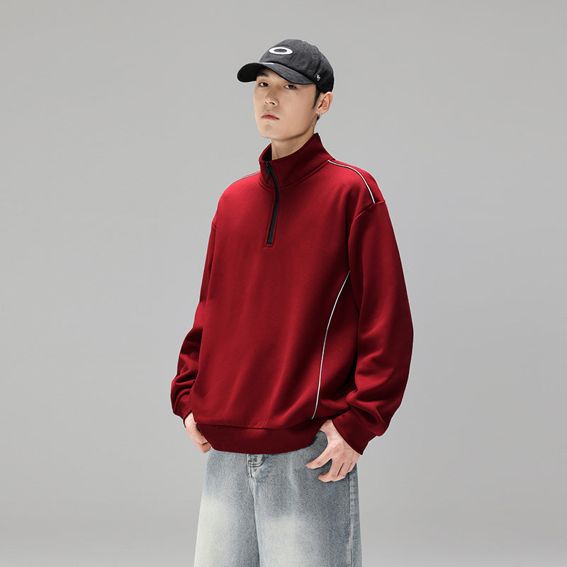 Herren Halfzip-Sweatshirt mit Stehkragen, reflektierenden Kedernähten und geripptem Saum Echo Archiv